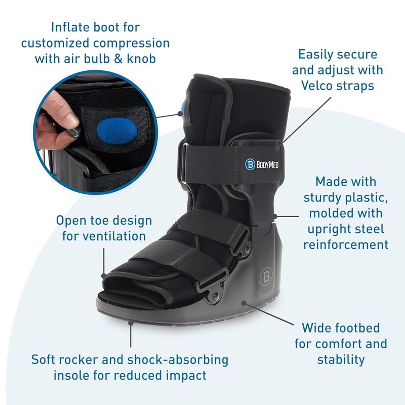 BodyMed حذاء المشي Air CAM للكسور، كبير، 12.5" ارتفاع - دعم قابل للتعديل وامتصاص الصدمات لاستعادة القدم والكاحل - يناسب القدم اليسرى واليمنى - Image 5